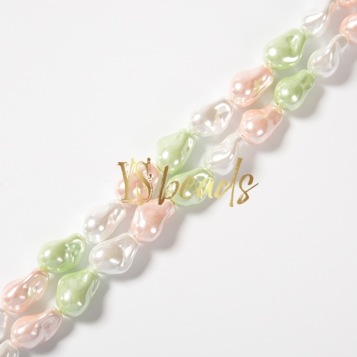 Mixed Color Shell Baroque Style Beads. Approx 15x20mm