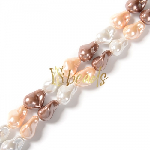 Mixed Color Shell Baroque Style Beads. Approx 15x20mm