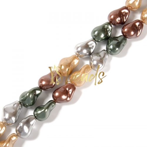 Mixed Color Shell Baroque Style Beads. Approx 15x20mm