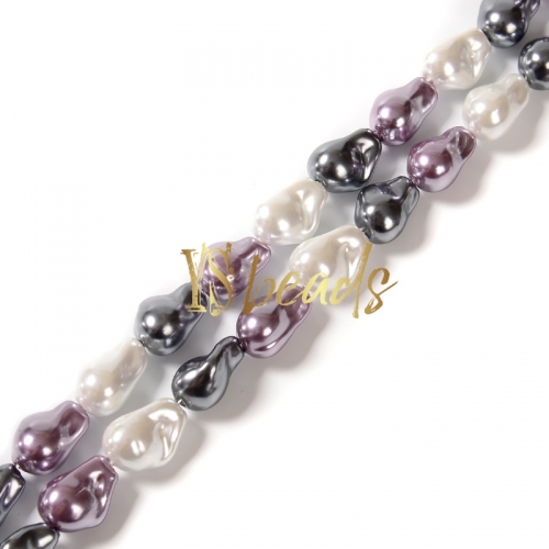 Mixed Color Shell Baroque Style Beads. Approx 15x20mm