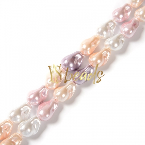 Mixed Color Shell Baroque Style Beads. Approx 15x20mm