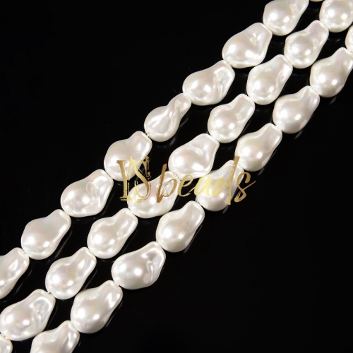 White Color Shell Baroque Style Beads. Approx 15x20mm