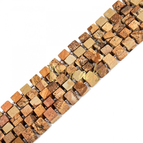 Picture Jasper Cube Beads. Approx 8mm