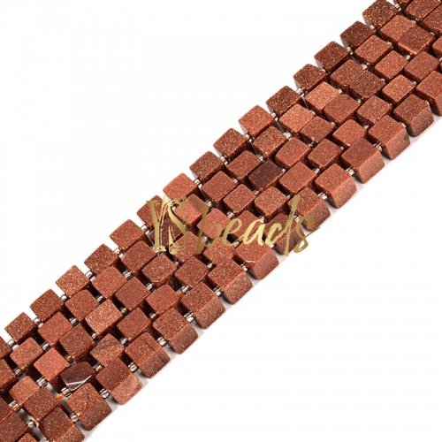 Goldsand Stone Cube Beads. Approx 8mm