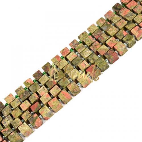 Unakite Cube Beads. Approx 8mm