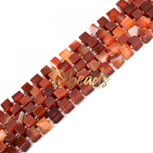Red Agate Cube Beads. Approx 8mm