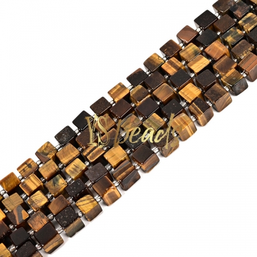 Tiger Eye Cube Beads. Approx 8mm