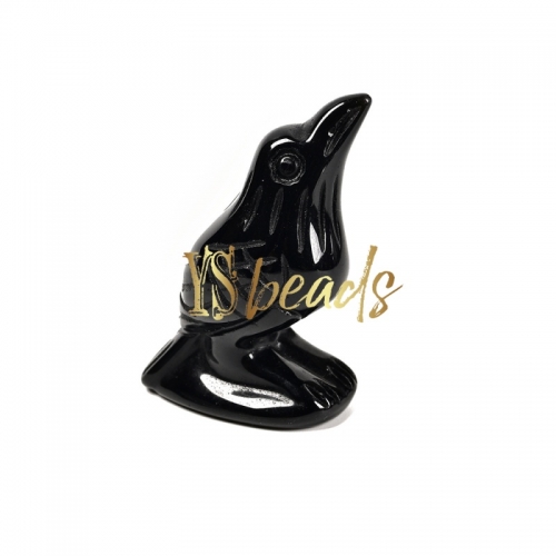 Black Obsidian Carved Crow Shape. Approx 30x50mm