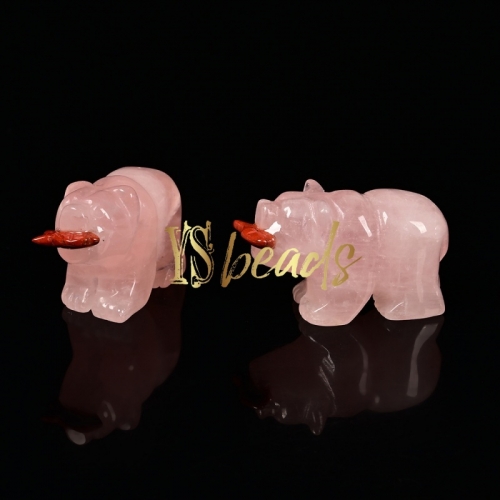 Rose Quartz Carved Bear Shape. Approx 18x38mm (1.5inches)