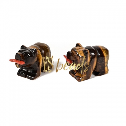 Tiger Eye Carved Bear Shape. Approx 18x38mm (1.5inches)
