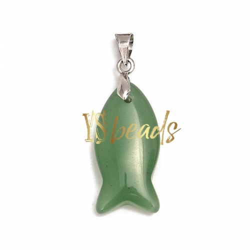 Green Aventurine Fish Shape Pendant. Approx 12x24mm