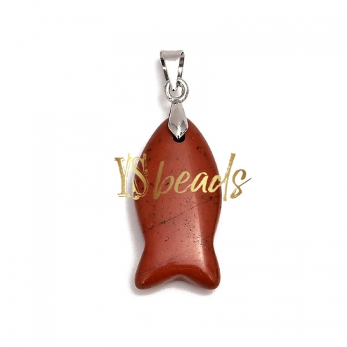 Red Jasper Fish Shape Pendant. Approx 12x24mm
