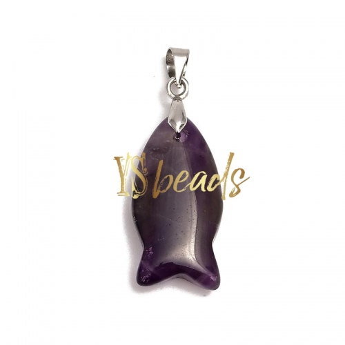 Amethyst Fish Shape Pendant. Approx 12x24mm