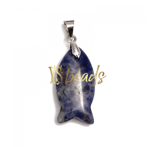 Sodalite Fish Shape Pendant. Approx 12x24mm