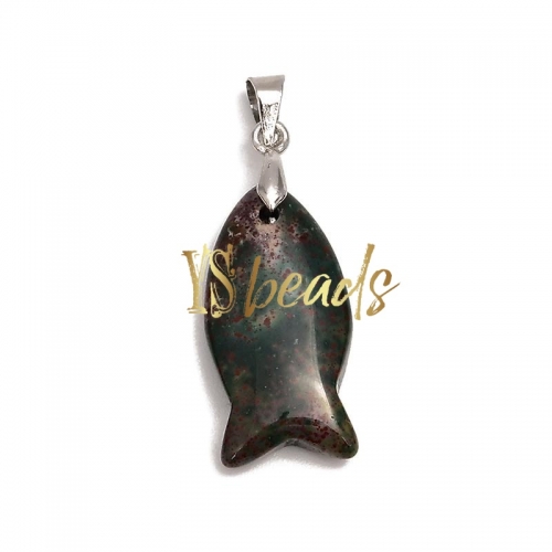 India Agate Fish Shape Pendant. Approx 12x24mm