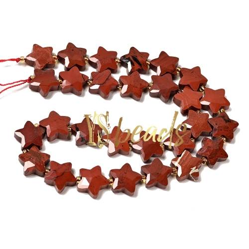 Red Jasper Faceted Star Beads. Approx 15mm