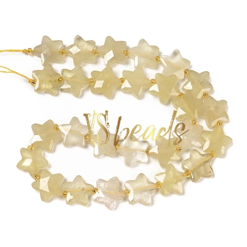 Lemon Quartz Faceted Star Beads. Approx 15mm