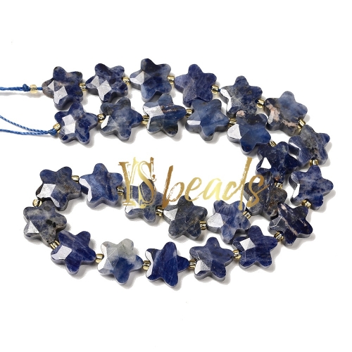 Sodalite Faceted Star Beads. Approx 15mm