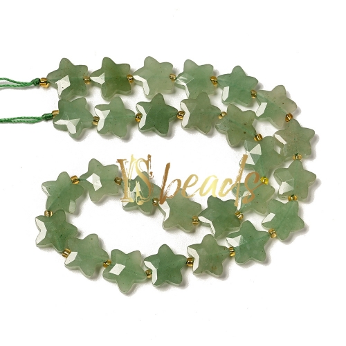 Green Aventurine Faceted Star Beads. Approx 15mm