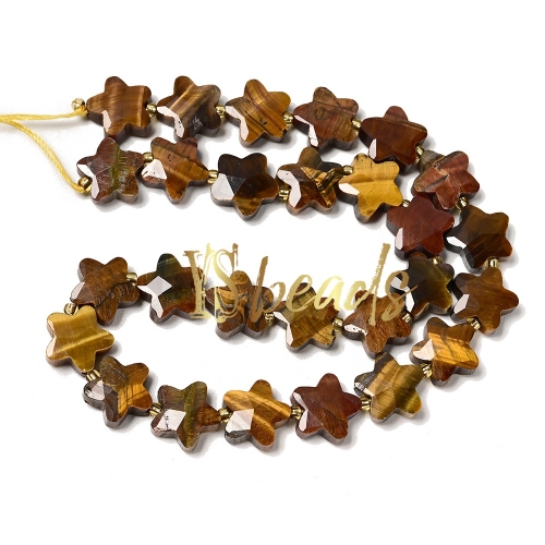 Tiger Eye Faceted Star Beads. Approx 15mm