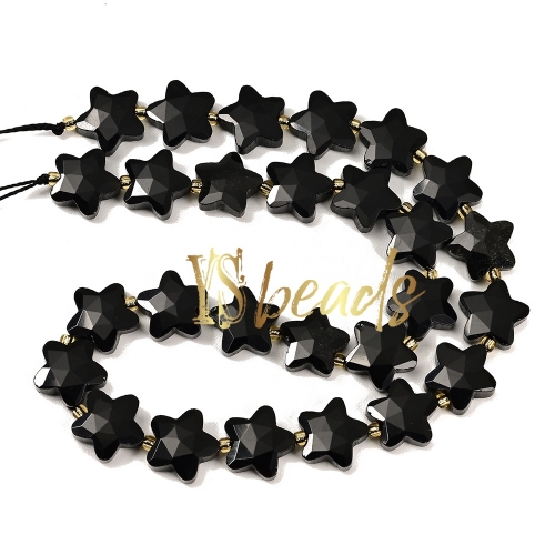 Black Obsidian Faceted Star Beads. Approx 15mm