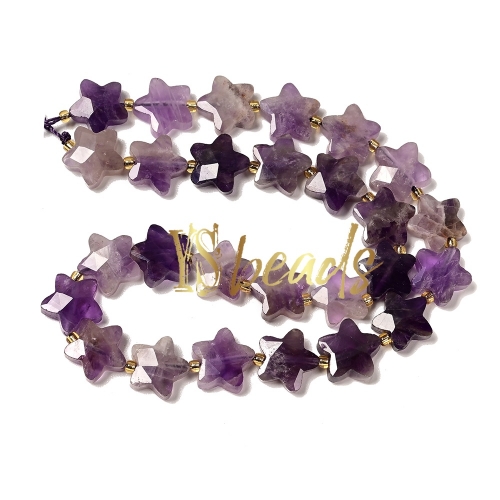 Amethyst Faceted Star Beads. Approx 15mm