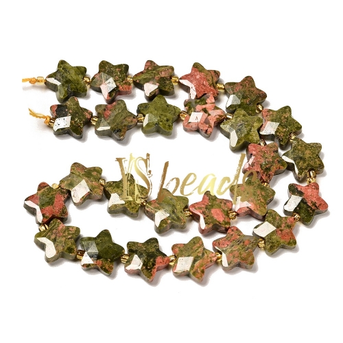 Unakite Faceted Star Beads. Approx 15mm