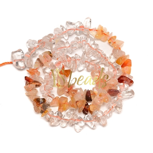 Mixed Stone (Clear Quartz, Red Agate) Chip Beads. Approx 5x8mm