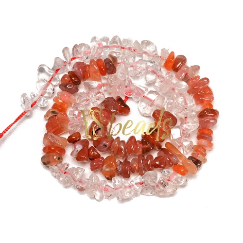 Mixed Stone (Clear Quartz, Red Agate) Chip Beads. Approx 5x8mm