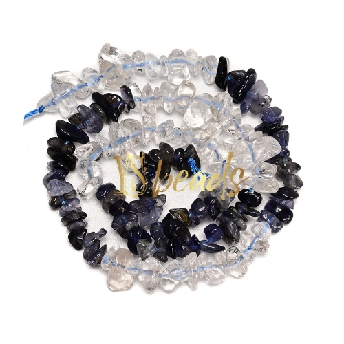 Mixed Stone (Clear Quartz, Iolite) Chip Beads. Approx 5x8mm