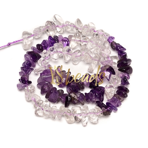 Mixed Stone (Clear Quartz, Amethyst) Chip Beads. Approx 5x8mm
