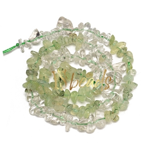 Mixed Stone (Clear Quartz, Prehnite) Chip Beads. Approx 5x8mm