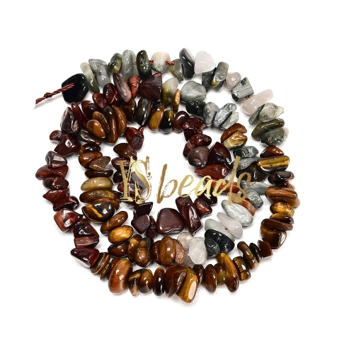 Mixed Stone (Tiger Eye, Eagle Eye) Chip Beads. Approx 5x8mm