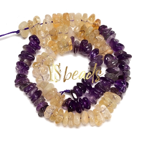 Mixed Stone (Citrine, Amethyst) Chip Beads. Approx 5x8mm