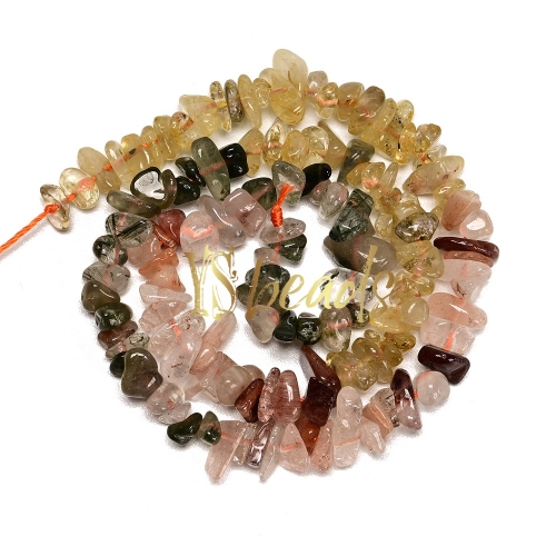 Mixed Stone (Rutilated Quartz) Chip Beads. Approx 5x8mm