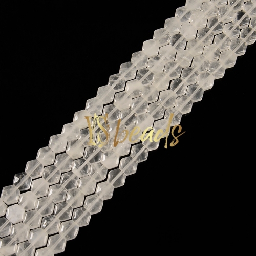 Clear Quartz Flat Hexagonal Beads. Approx 8mm
