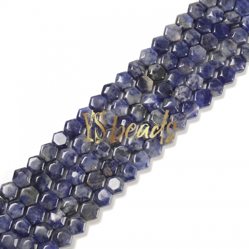 Sodalite Flat Hexagonal Beads. Approx 8mm
