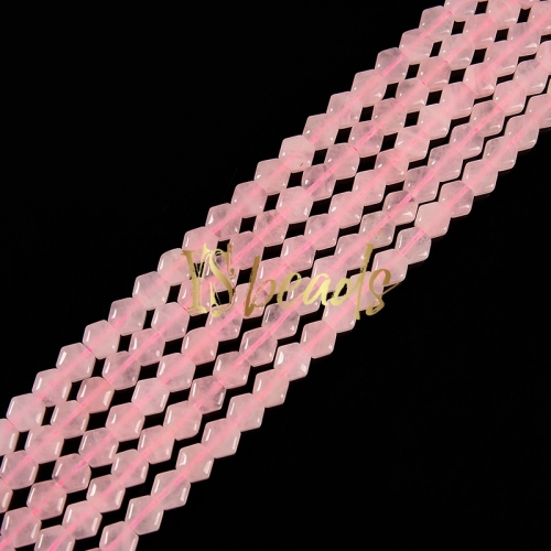 Rose Quartz Flat Hexagonal Beads. Approx 8mm