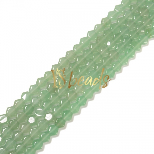 Green Aventurine Flat Hexagonal Beads. Approx 8mm