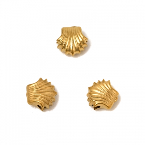 Golden Stainless Steel Fan Shape Beads(PVD), Approx 8x8.3mm