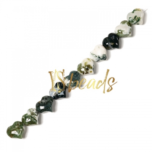 Tree Agate Horizontal-drilled Heart Beads. Approx 10-14mm