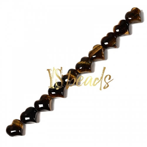 Tiger Eye Horizontal-drilled Heart Beads. Approx 10-14mm