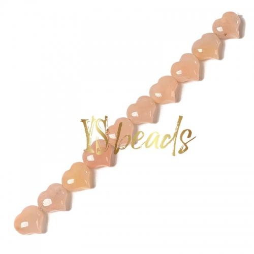 Pink Aventurine Horizontal-drilled Heart Beads. Approx 10-14mm