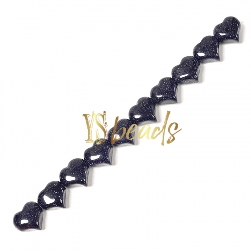 Blue Sandstone Horizontal-drilled Heart Beads. Approx 10-14mm