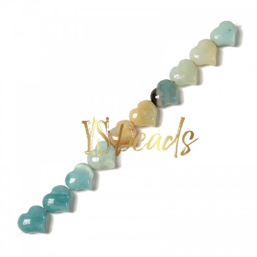 Mixed Color Amazonite Horizontal-drilled Heart Beads. Approx 10-14mm