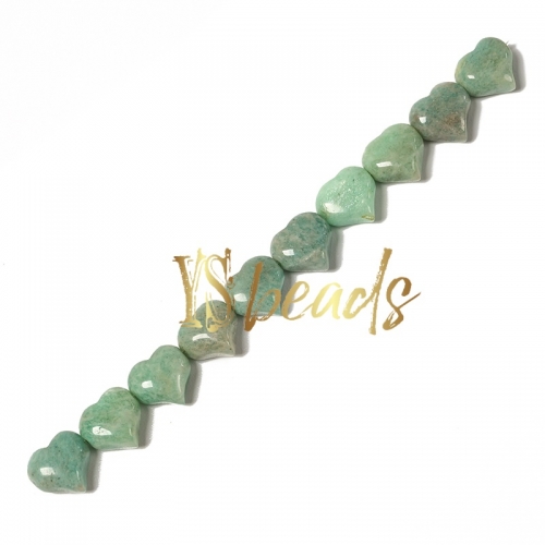 Peru Amazonite Horizontal-drilled Heart Beads. Approx 10-14mm