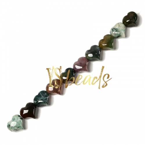 India Agate Horizontal-drilled Heart Beads. Approx 10-14mm