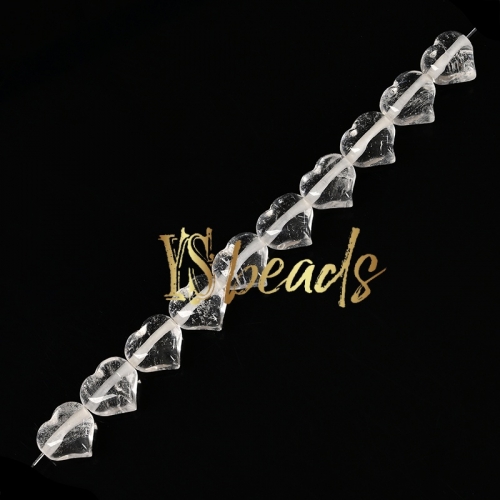 Clear Quartz Horizontal-drilled Heart Beads. Approx 10-14mm