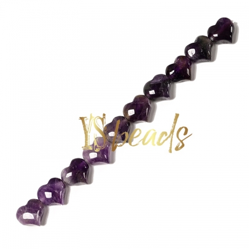 Amethyst Horizontal-drilled Heart Beads. Approx 10-14mm