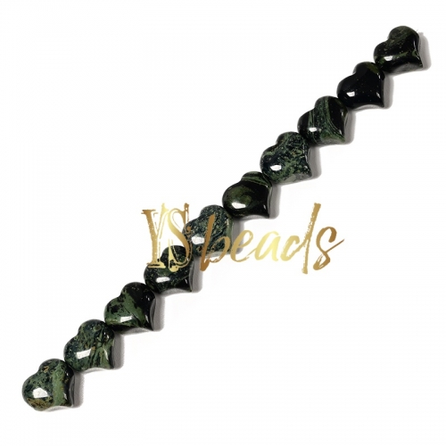 Kambaba Jasper Horizontal-drilled Heart Beads. Approx 10-14mm
